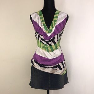 Bold Print Cowl Neck Tank